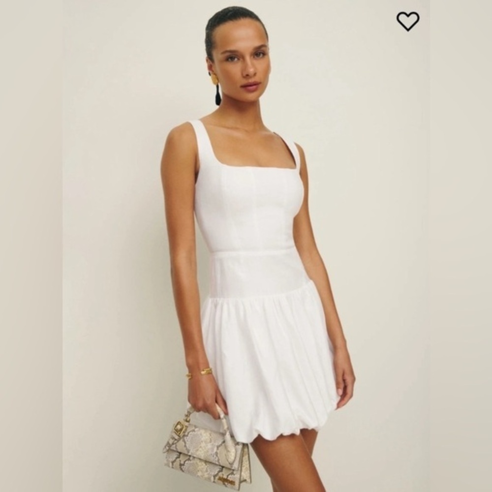 NWT Reformation Delia Linen Mini Dress size 2 White